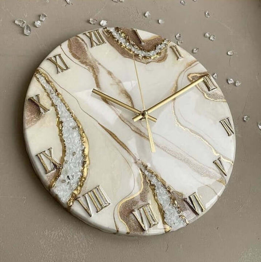 Brown and Golden Abstract Epoxy Resin Wall Clock For Home Decor-0