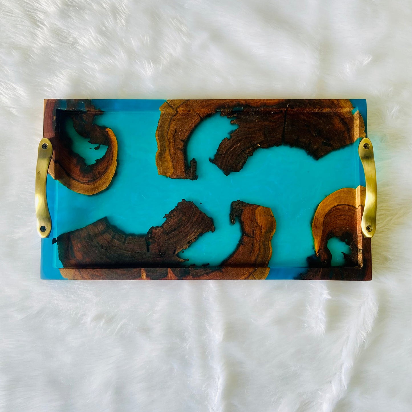 Blue and Wooden Epoxy Resin Tray-1