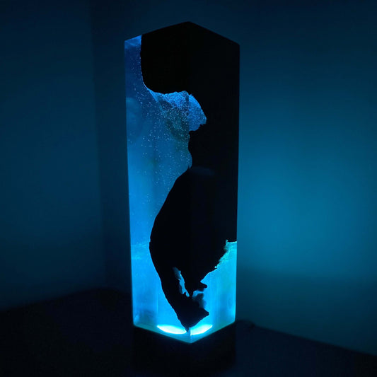 Ocean resin art-Night light-Epoxy resin ocean lamp-Deep blue sea-Home decor- handmade gift-Arts and crafts from Art Me Up by Kinmil-1