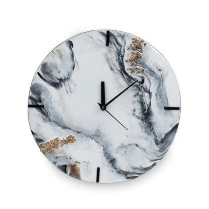 White and Black Abstract Epoxy Resin Wall Clock For Home Decor-1