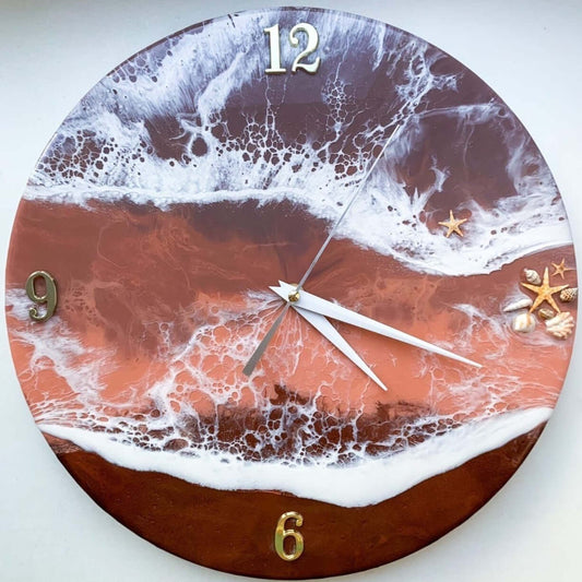 Red Abstract Epoxy Resin Wall Clock For Home Decor-0