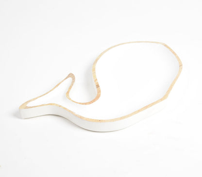 Distress Ivory Whale-Shaped Mango Wood Platter-1