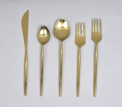 Silver & Gold-Toned Stainless Steel Flatware (Set of 5)-0