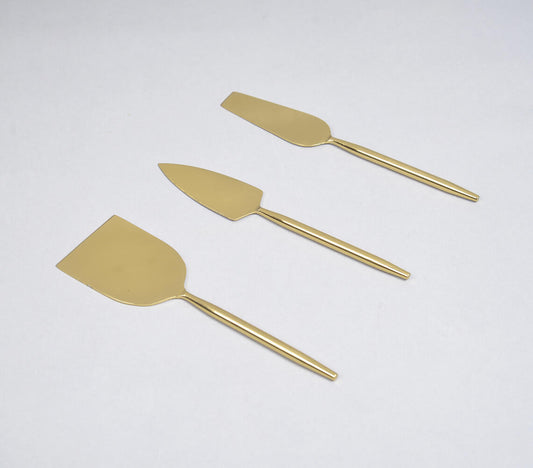 Stainless Steel Gold-Toned Cheese Server Set-0