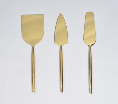 Stainless Steel Gold-Toned Cheese Server Set-1