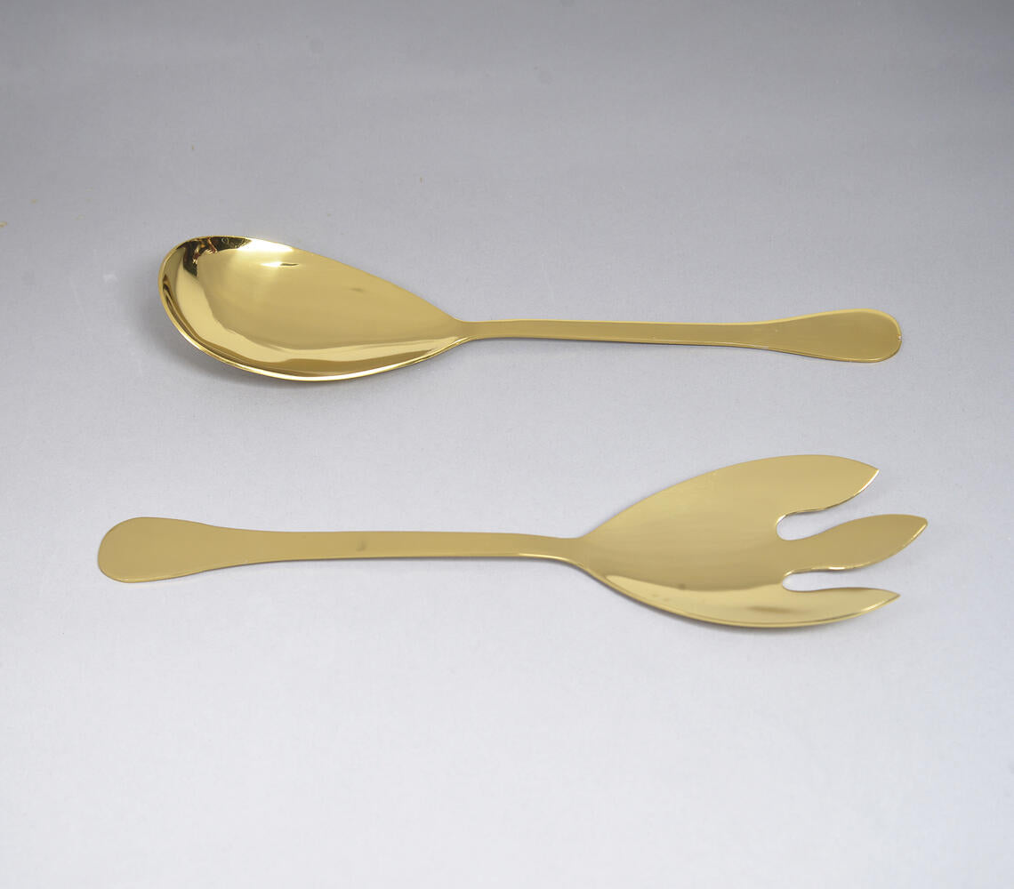 Gold-Toned Stainless Steel Classic Salad Servers (Set of 2)-1