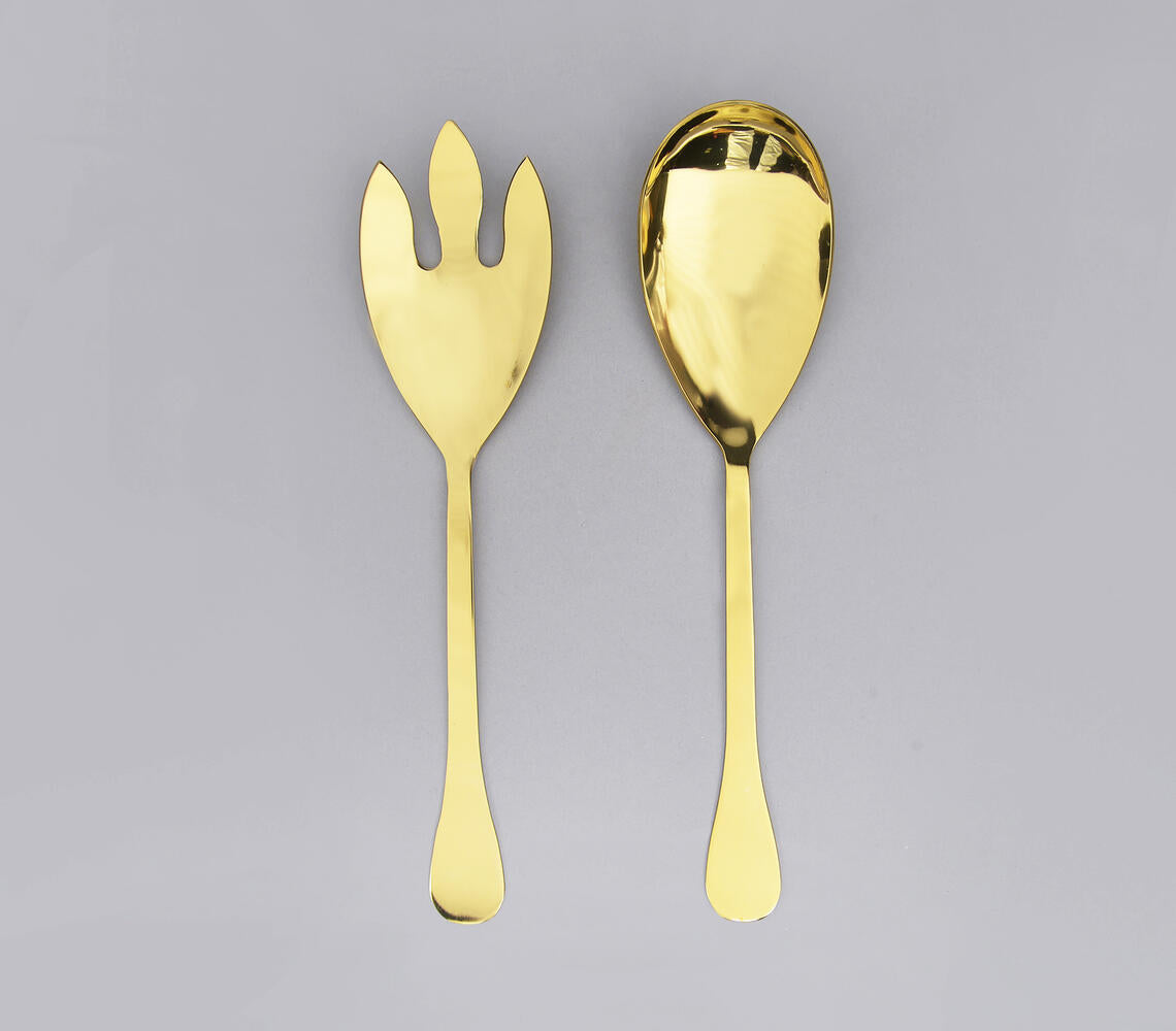 Gold-Toned Stainless Steel Classic Salad Servers (Set of 2)-2