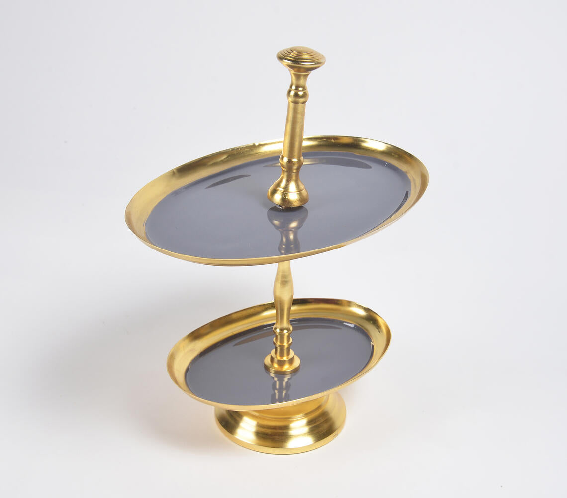 Enamelled Iron Two-Tiered Cupcake Stand-1