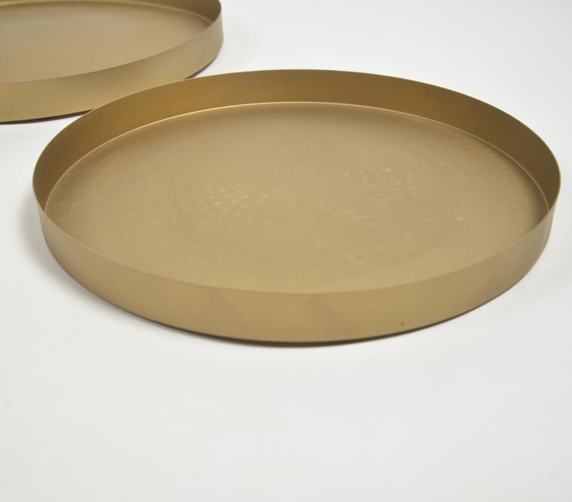 Gold-Toned Iron Round Platters (Set of 2)-2