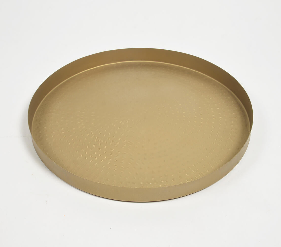 Gold-Toned Iron Round Platters (Set of 2)-4