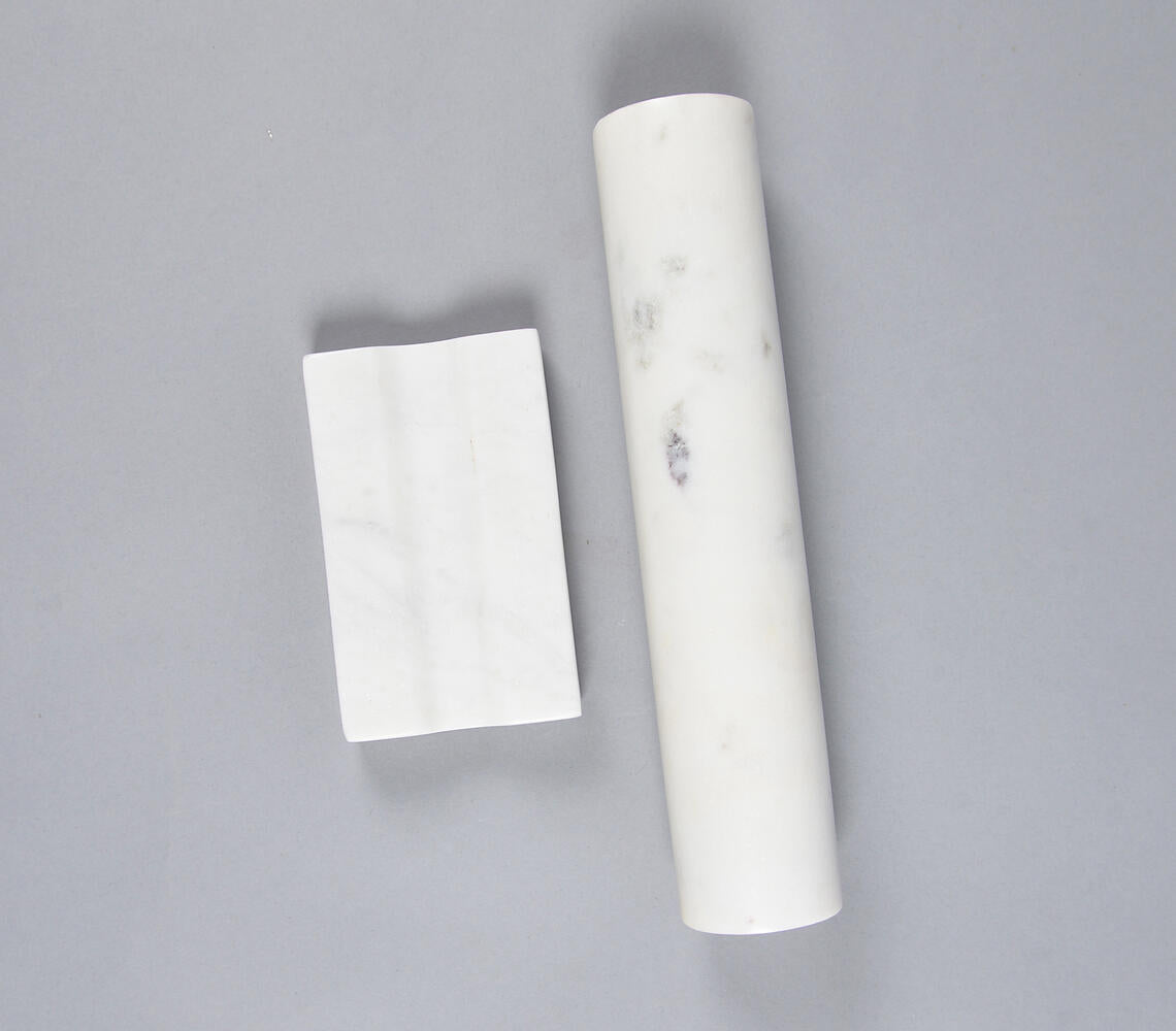 Stone Turned marble Rolling Pin with holder-2