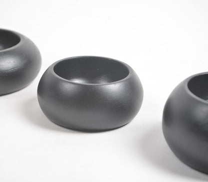 Matte Charcoal Touched Wooden Snack Bowls (Set of 3)-2