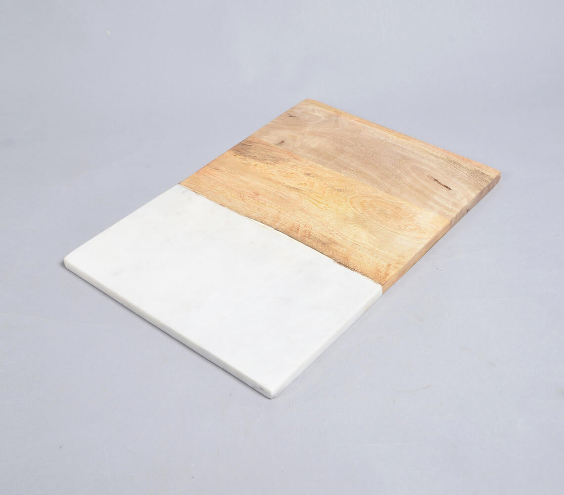 Colorblock White Stone & Wood Chopping Board-0