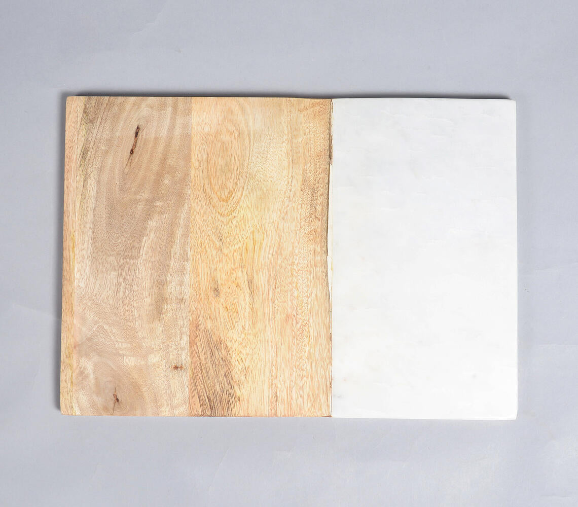 Colorblock White Stone & Wood Chopping Board-1