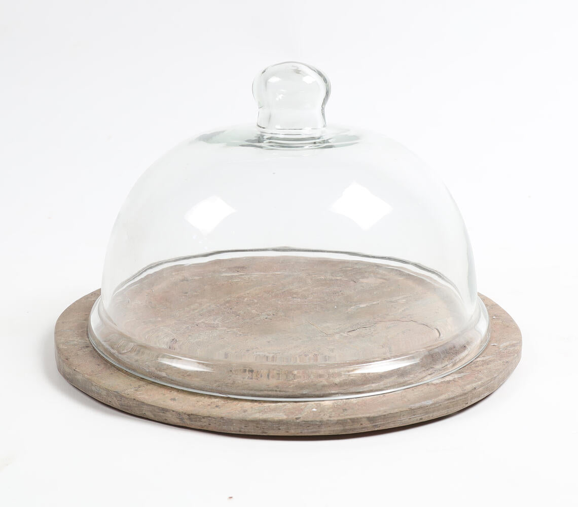 Slate Cake Plate With Glass Dome-1