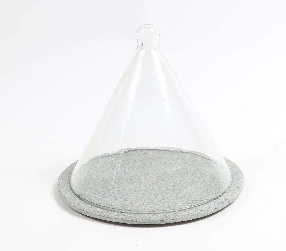 Grey Slate Cake Plate With Glass Dome-1