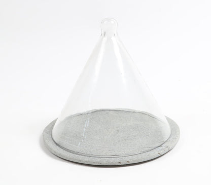 Grey Slate Cake Plate With Glass Dome-1
