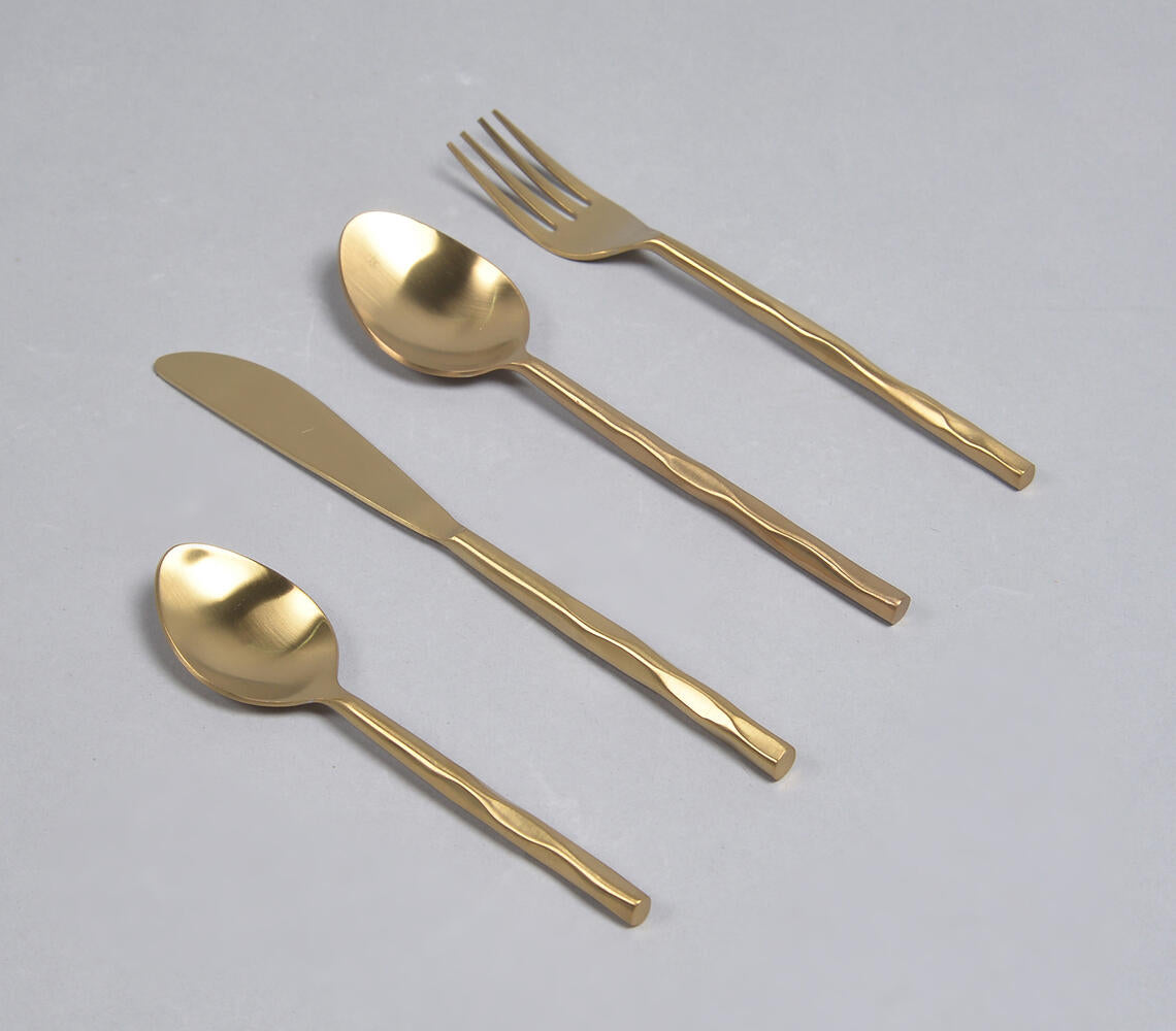 Hand Beaten Champagne Gold Cutlery Set (Set of 4)-0