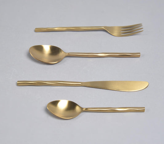 Hand Beaten Champagne Gold Cutlery Set (Set of 4)-1
