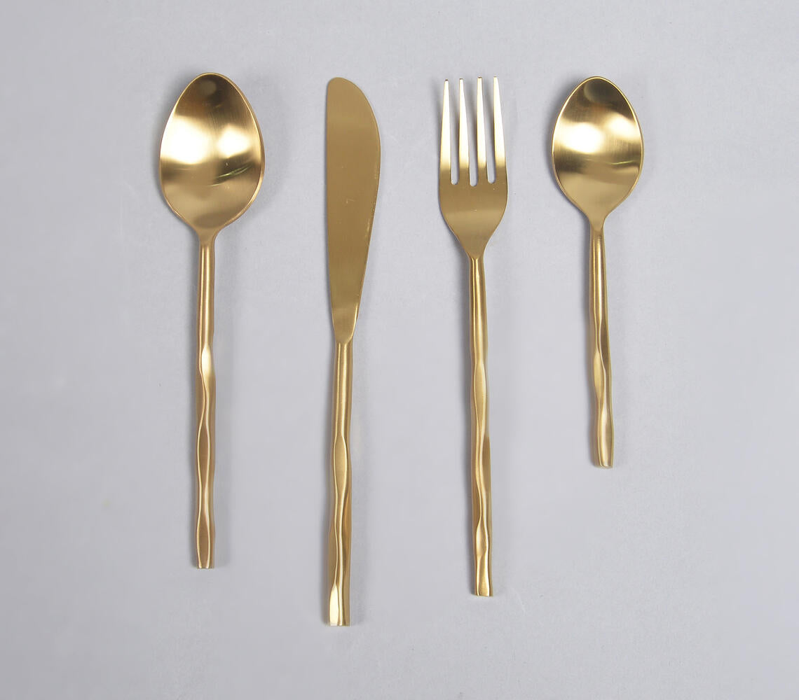Hand Beaten Champagne Gold Cutlery Set (Set of 4)-2