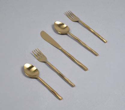 Hand Beaten Champagne Gold Cutlery Set (Set of 5)-0