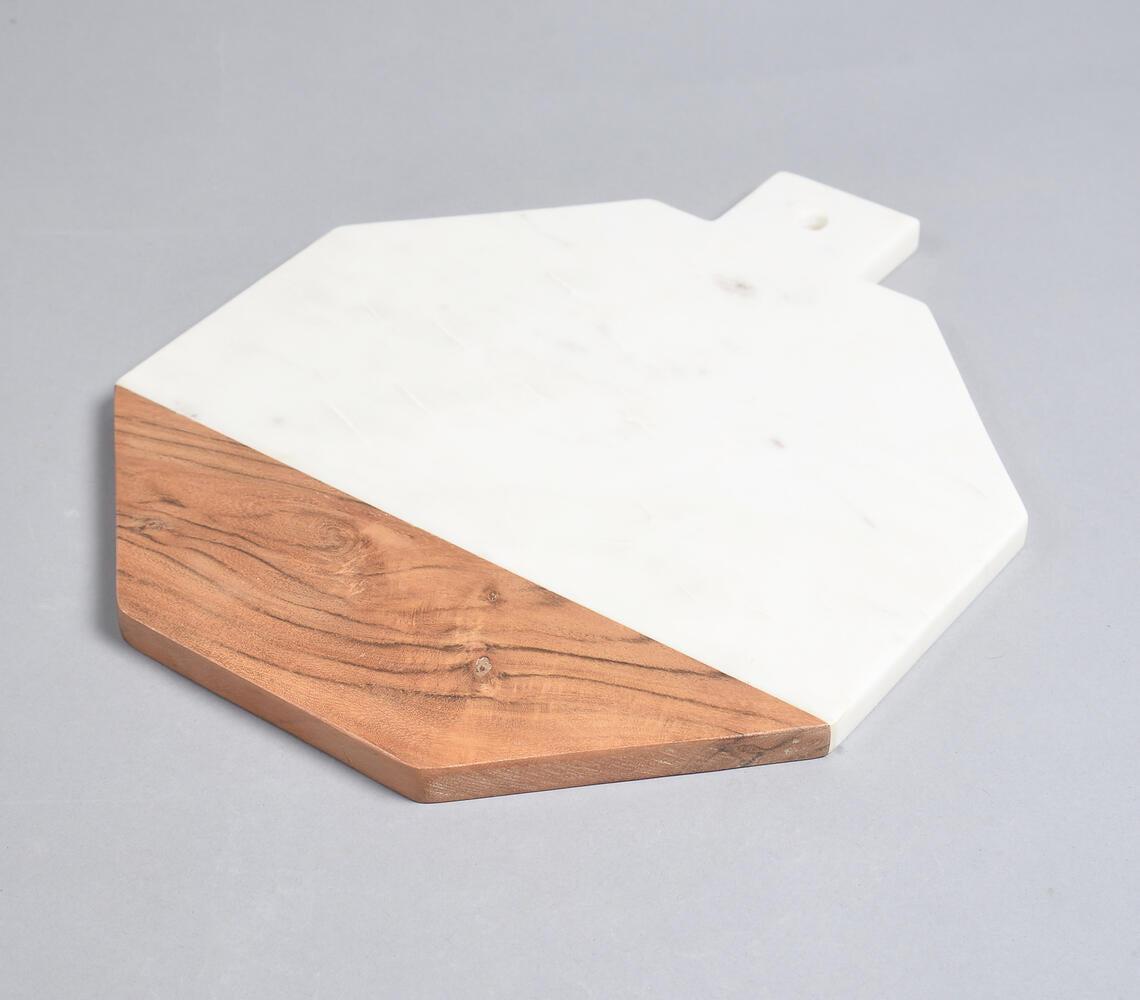 Octagon Marble & Mango Wood Chopping Board-1