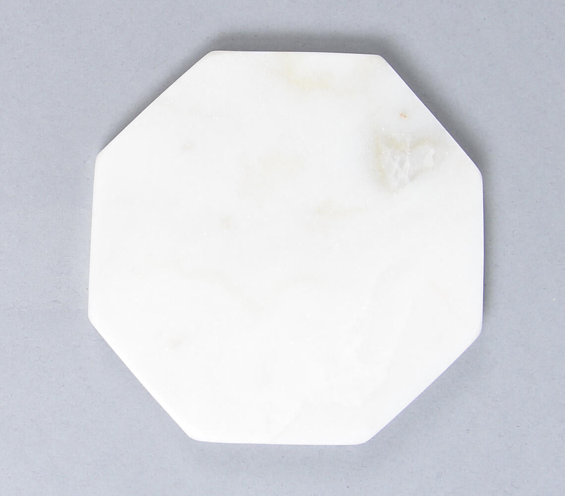 Classic Octagonal White Marble Coasters (Set of 4)-2