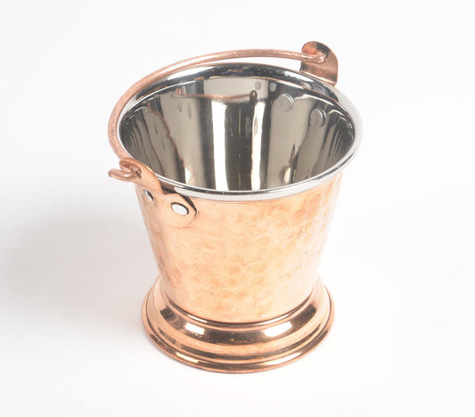 Hand Beaten Bucket Design Copper Serving Bowl - 300 ml-0
