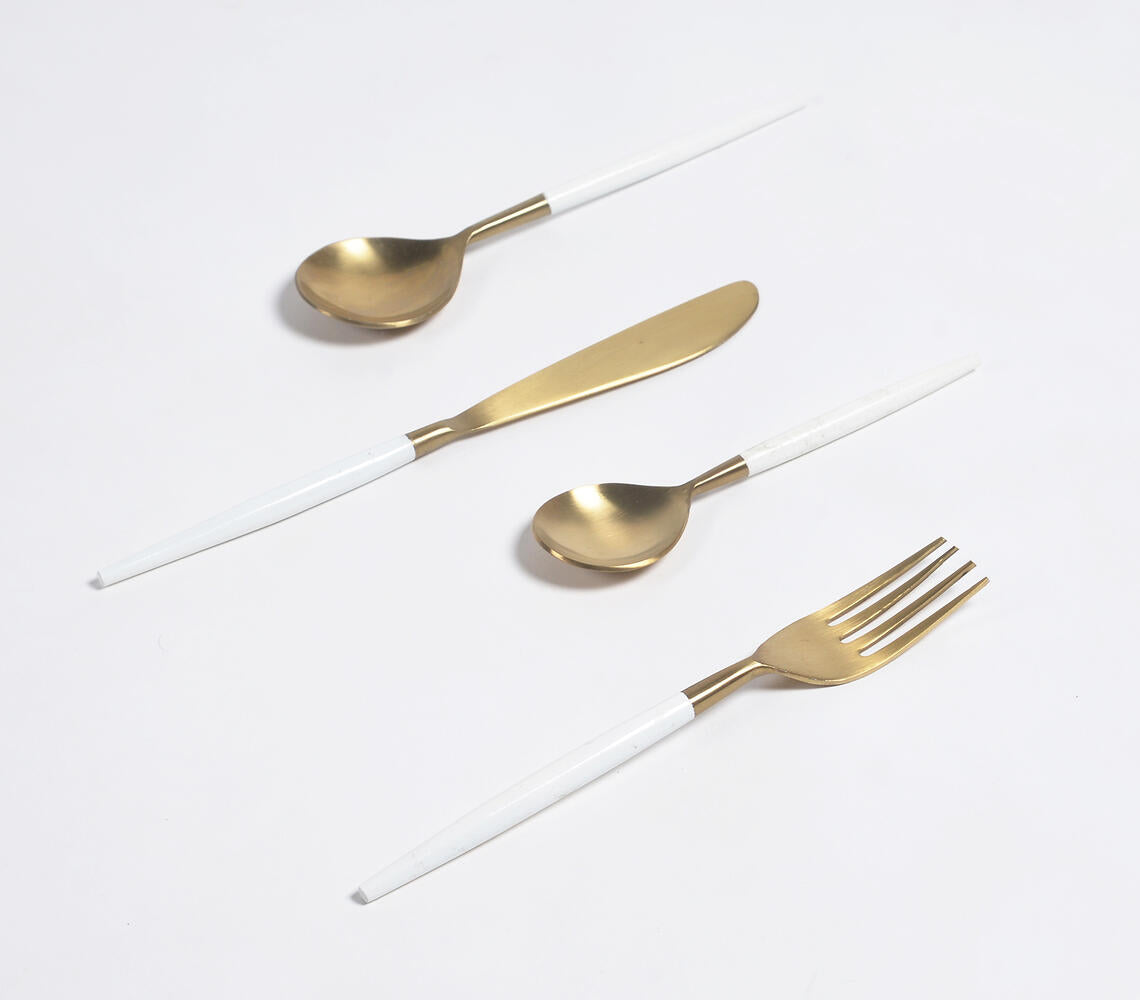 Ivory Enamelled Stainless Steel Cutlery Set-0
