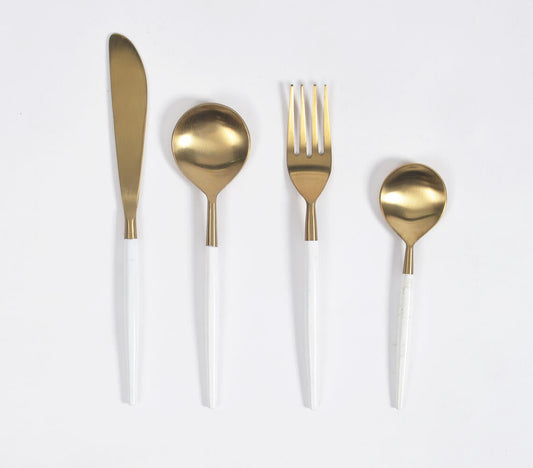 Ivory Enamelled Stainless Steel Cutlery Set-1