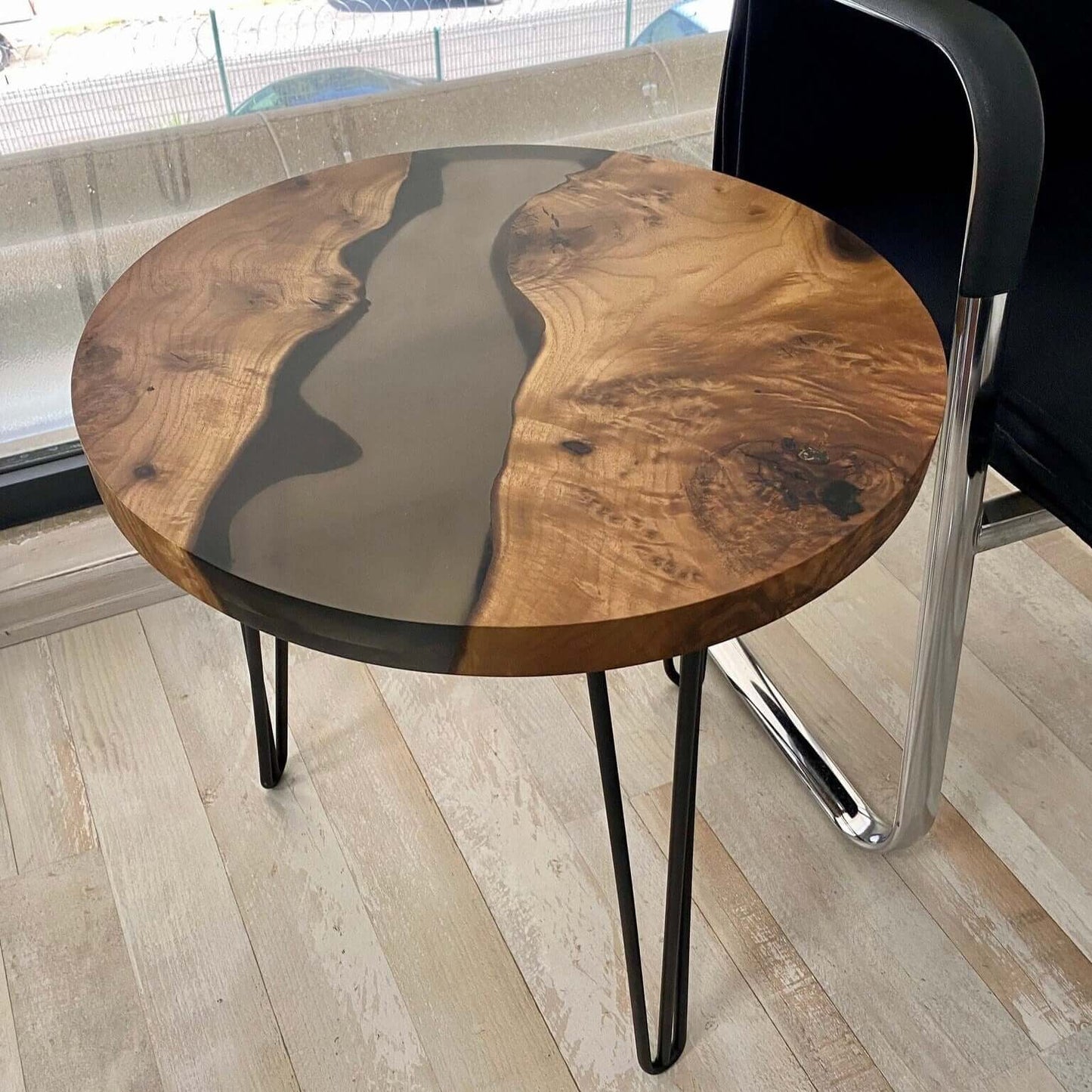 Black and Wooden Epoxy Resin Coffee Table For Home Decor-0