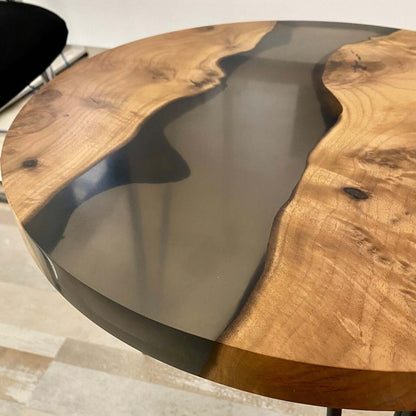 Black and Wooden Epoxy Resin Coffee Table For Home Decor-1