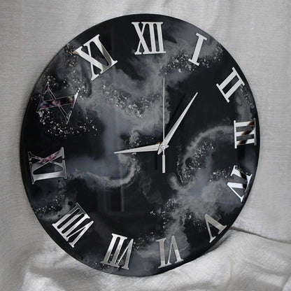 Black Abstract Epoxy Resin Wall Clock For Home Decor-2