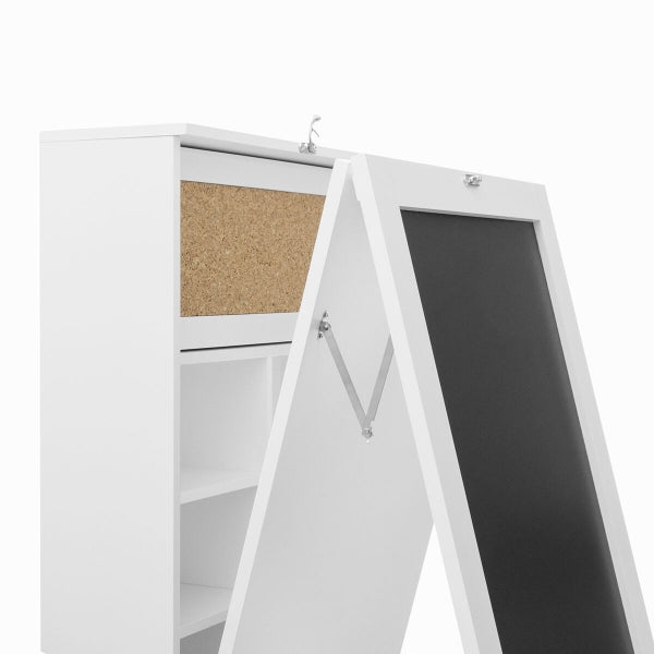Veggmontert foldbar plassbesparende skrivepult med krittavle og hyller for kontor og hjem